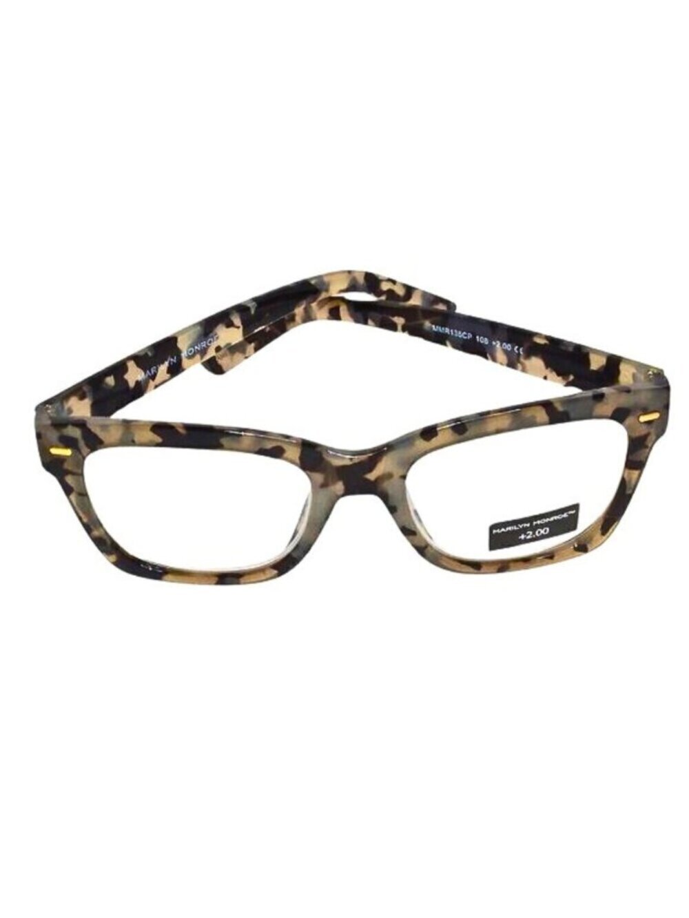 MARILYN MONROE WOMEN'S READING GLASSES +2.00 - GRAY & BLACK RECTANGLE FRAME